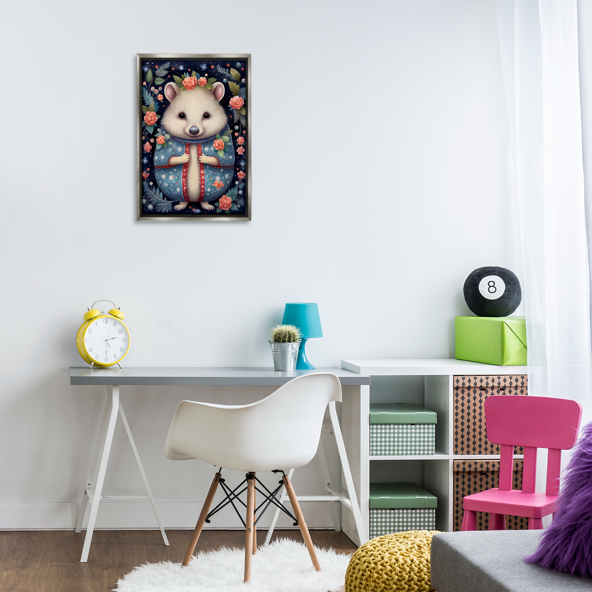 Stupell Industries Woodland Pattern Hedgehog Animals & Insects Painting Gray Floater Framed Art Print Wall Art, 17 x 25