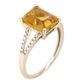 thumbnail image 2 of 10k Yellow Gold Genuine Emerald-Shape Citrine and Split-Shank Diamond Ring, 2 of 5