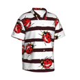 thumbnail image 2 of Bixox Men's Hawaiian Shirts Men's Ladybugs on Black and White Striped1 Print Short-Sleeve Shirt-3X-Large, 2 of 8