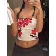 thumbnail image 6 of Aojekbee Women's Floral Print Tube Tops Summer Strapless Bandeau Tops Slim Fit Shirts Streetwear, 6 of 9
