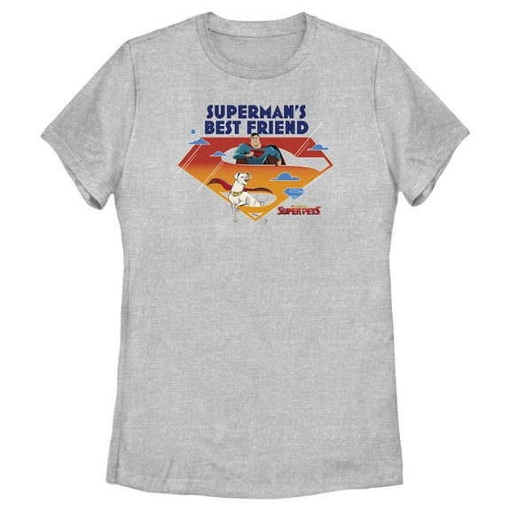 Women's DC League of Super-Pets Superman's Best Friend Logo  Graphic Tee Athletic Heather Large