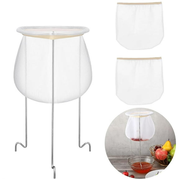 Jelly Strainer Stand with 2 Reusable Staining Bags, NOGIS Stainless Steel Strainer Stand with Replacement Strainer Bags for Straining Juice Yogurt Cheese Broth Nut Milk