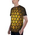 thumbnail image 4 of Men's 3D Graphic T-Shirts Short Sleeve Crewneck Tee, Abstract Honey Comb Geometric, 4 of 5