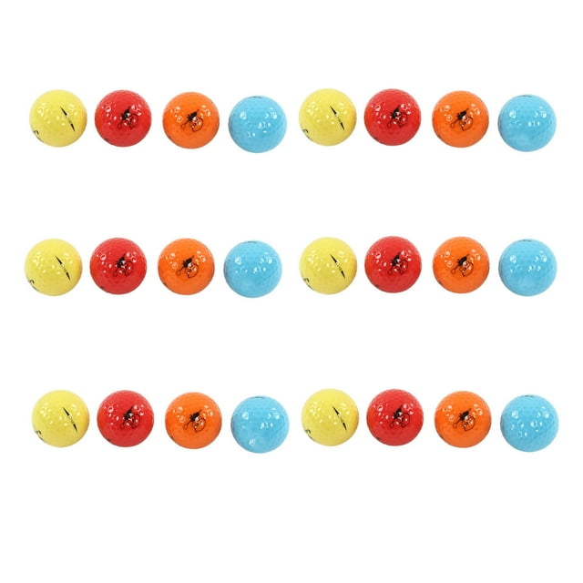 Juego de 24 pelotas de golf de goma de colores, de alta resistencia y 2 capas, para principiantes, B155