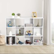 SuperDeal 12 Cube Storage Organizer Wooden Bookshelf Display W/Removable Back Panels White