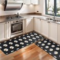 thumbnail image 3 of Kitchen Rugs Sets Of 2,Black Daisy Flower White Blooms Pattern Anti Fatigue Kitchen Mat Rugs Non Slip Washable,Decorative Kitchen Floor Mats for Kitchen,Sink,Laundry,17"x47"+17"x47", 3 of 5
