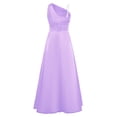 thumbnail image 4 of TiaoBug Girls' Sleeveless One Shoulder Rhinestone Satin Long Dress for Wedding Party Pageant Gown Lavender 16, 4 of 5