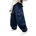 thumbnail image 3 of Rvasteizo Boys School Cargo Pants Fall Winter Elastic Waist Cotton Solid Casual Loose Cutting with Pocket 14 Years, 3 of 5