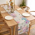 thumbnail image 3 of Table Runner 108 Inches Long for Kitchen Dining, Bunny Easter Dresser Scarf Farmhouse, Dining Table Decorations for Wedding/Parties, Eggs Spring Floral Grey Plaid Farmhouse 13 x 108 In, 3 of 8