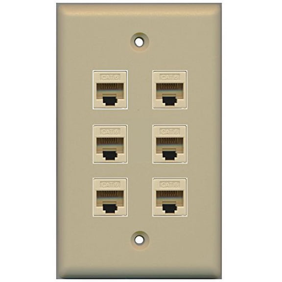 RiteAV (1 Gang Flat 6 Cat6 Ivory Wall Plate Ivory