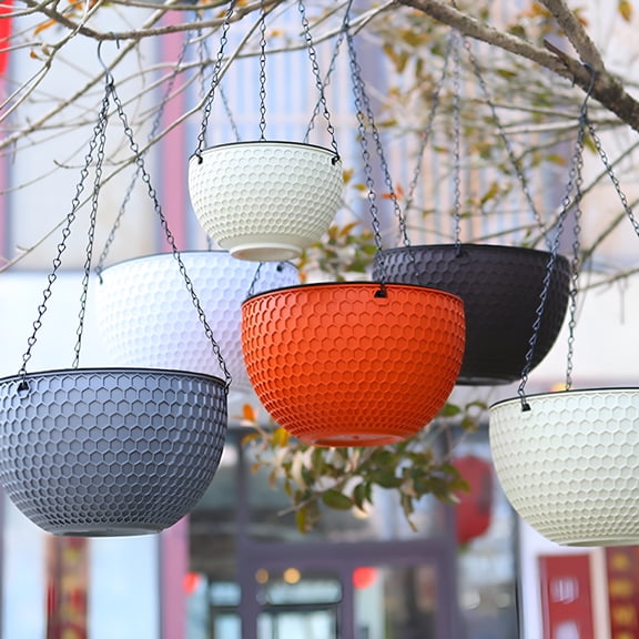 ACDANC Large Self Watering Hanging Planters Indoor Outdoor,Thickened Hanging Basket Flower Plant Pot with Water Level Indicator