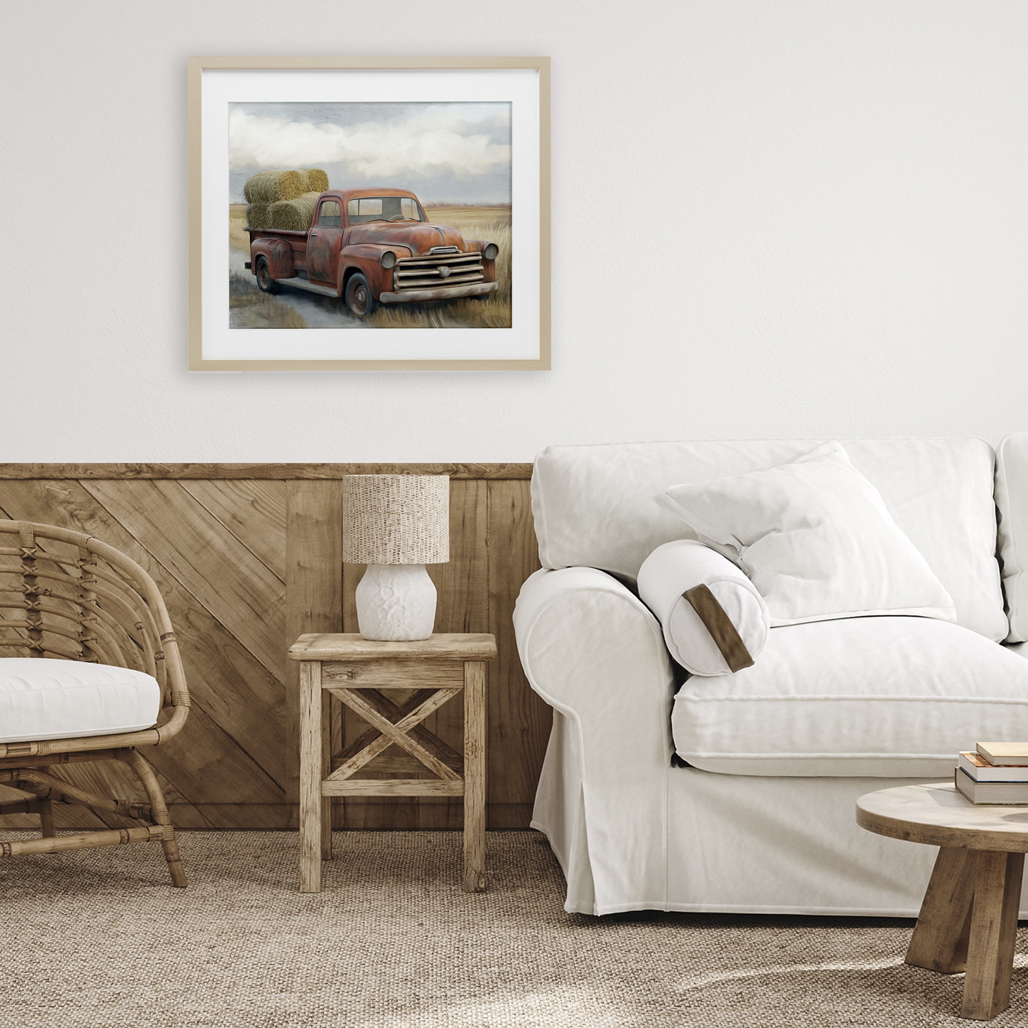 Stupell Industries Hay Time Farm Truck Load Birch Framed Print Under Glass, design by Kim Allen