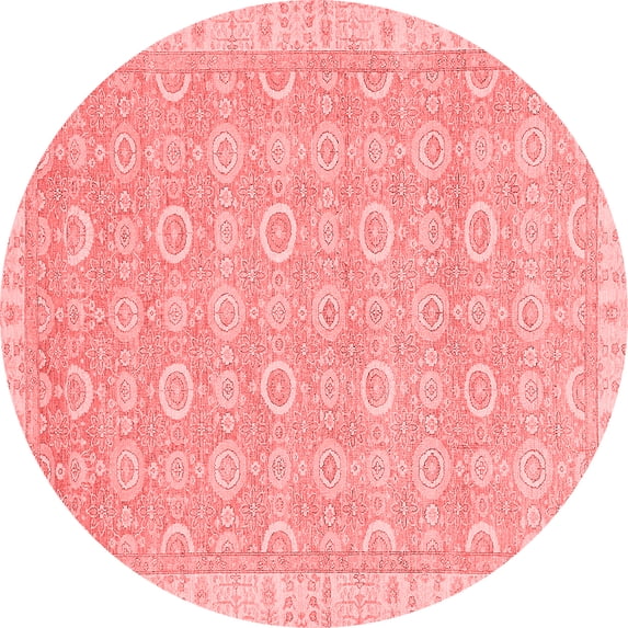 Ahgly Company Indoor Round Abstract Red Modern Area Rugs, 4' Round