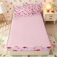 thumbnail image 4 of Erosebridal Cute Cherry Print Zipper Twin Comforter Sets with Fitted Sheet and 2 Pillowcases,Tiny Star Daisy Pink Base Accent Zipper Bedding Set,Blush Red,4-Piece,Pink Reversible, 4 of 6