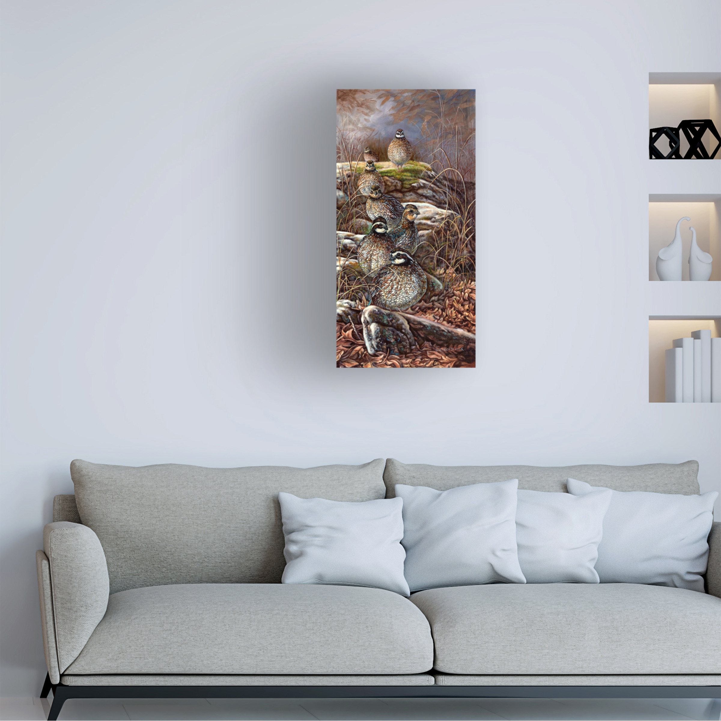 Trademark Fine Art Carolyn Mock Quail Trail Canvas Wall Art - 24x47