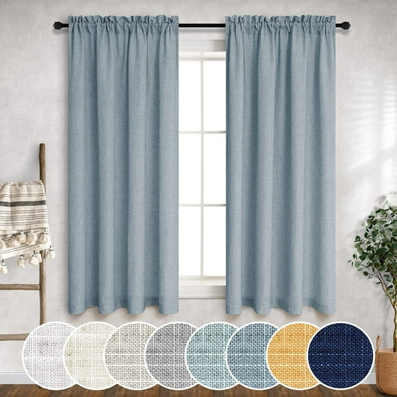 yubcxhop Rideaux Jaune Moutarde 54 Pouces Longueur pour Chambre Enfants Ensemble de 2 Panneaux Poche pour Tringle Lumineux Chaud Décor d'Automne Filtrant la Lumière Semi-Transparent Lin Doré Jaune Or Rideau pour Salon Ro