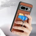 thumbnail image 6 of Case Compatible with Google Pixel 7 Pro, Wallet Case Premium Retro Leather Cover with Card Holder, 360° Rotation Ring Kickstand, Carbon Fiber Patterned Design for Google Pixel 7 Pro, Brown, 6 of 8