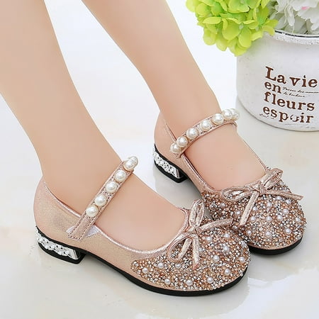 

YTIANH Sandals Toddler Girl Performance Dance Shoes For Girls Childrens Shoes Pearl Rhinestones Shining Kids Shoes Pink 5-5.5 Years