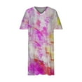 thumbnail image 5 of clear 50% off Usmixi Summer Dresses for Women Fashion Plus Size Pocket Swing Tunic Tshirt Midi Dresses Short Sleeve V-Neck Tie-Dye Print Knee-Length 2023 Casual Dress Pink xxxxl Under $5, 5 of 6
