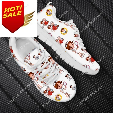 

Divertente cartone animato infermiera ragazza modello donna appartamenti scarpe primavera autunno maglia Lace Up Sneaker calzatu
