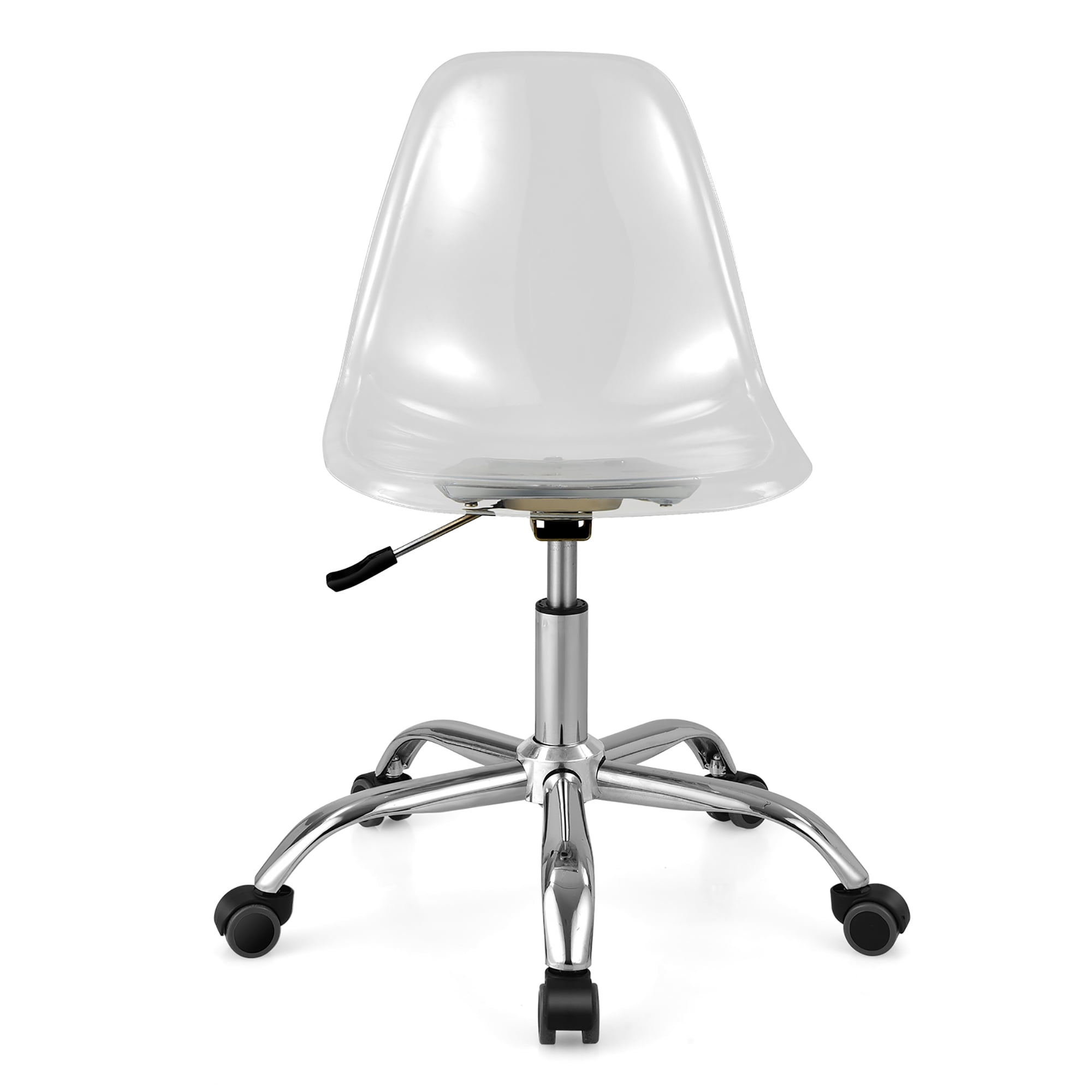 Costway Rolling Acrylic Armless Office Chair Swivel Vanity Chair