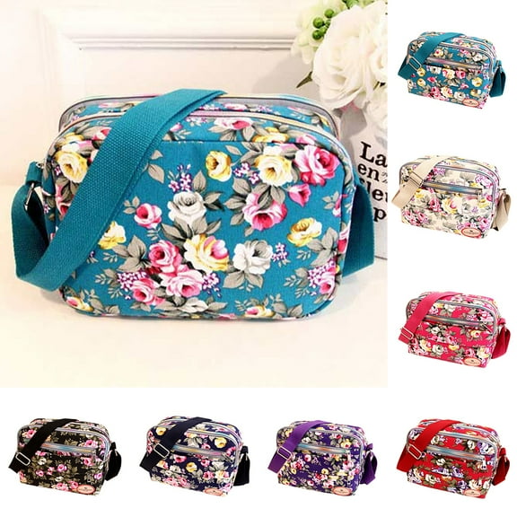 Windfall Fashion Flower Print Women Canvas Square Crossbody Shoulder Bag Messenger Pouch