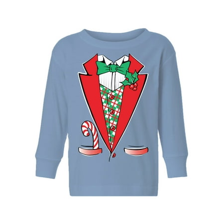 

Awkward Styles Ugly Christmas Long Sleeve Shirt for Boys Girls Toddler Funny Xmas Tuxedo Shirt