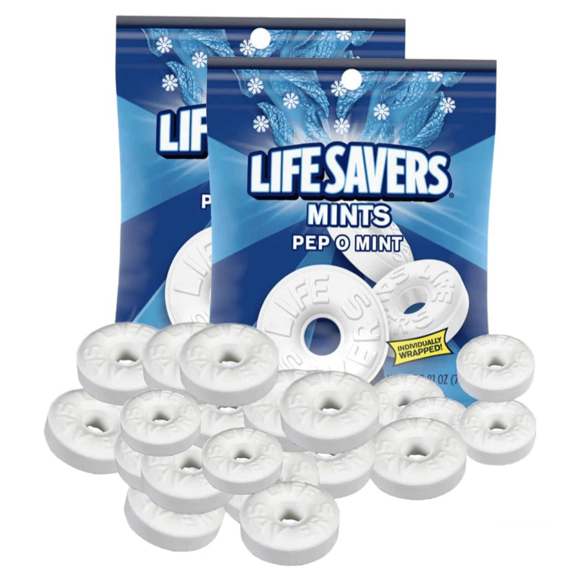 LIFE SAVERS PEP-O-MINT Bag 6.25 Ounce Fresh Individually Wrapped (Pack of 12 BOXED CASE) Great For Convenience Stores Retailers Or Just Stock Up.