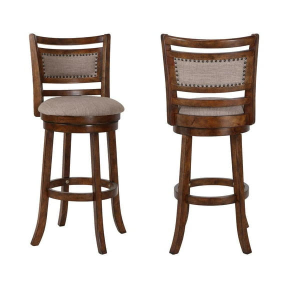 New Classic Furniture Aberdeen 29" Solid Wood Bar Stool Brown/Beige (Set of 2)