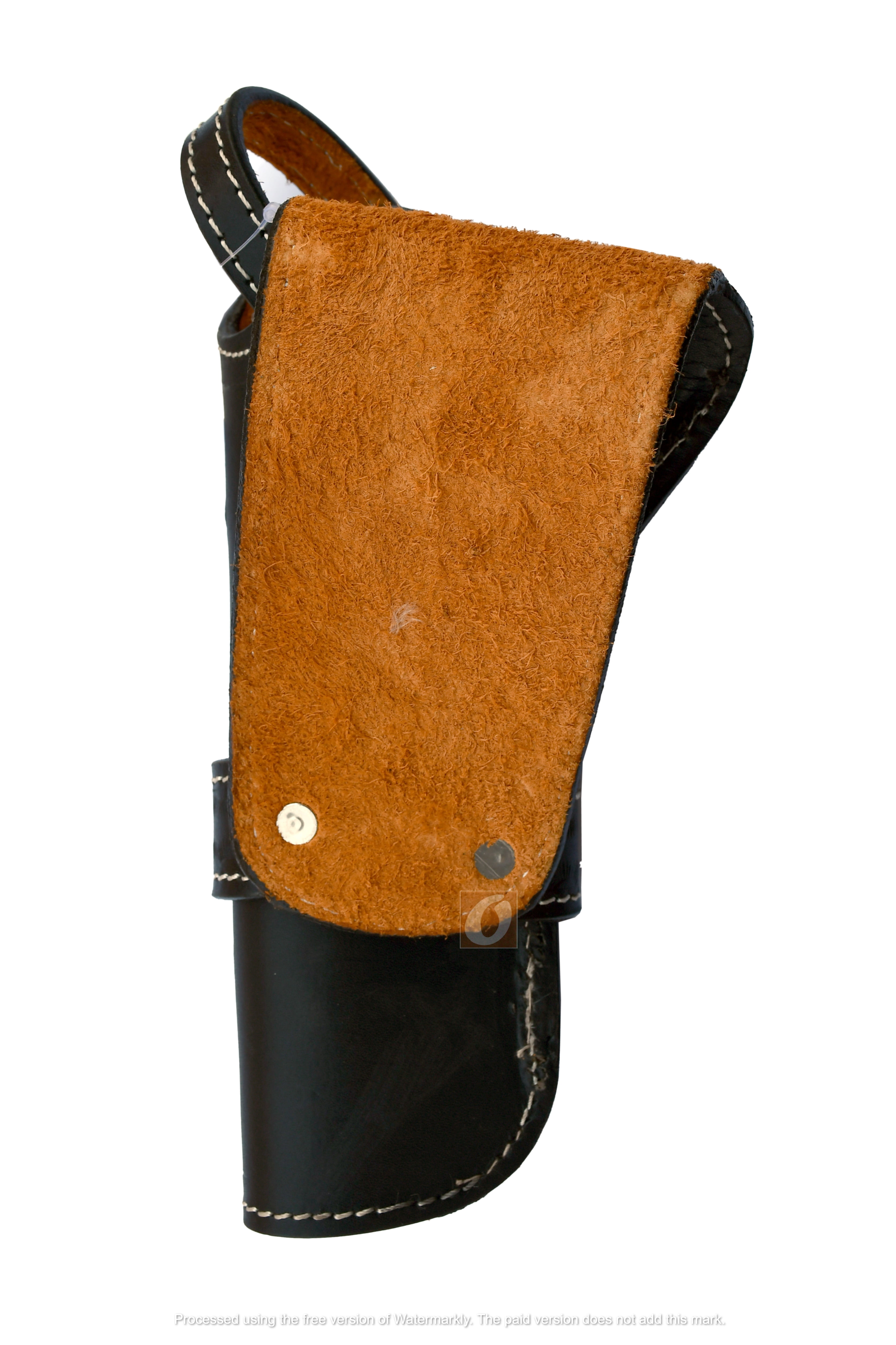 Leather Holster Floral Tooled Long Barrel Gun Black Color - Right Handed