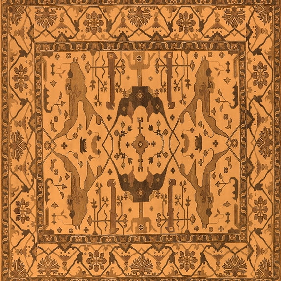 Ahgly Company Indoor Square Oriental Orange Industrial Area Rugs, 7' Square