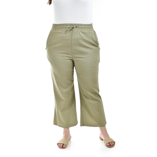 Pantalon de lino Roman Fashion Talla Extra Verde militar 42