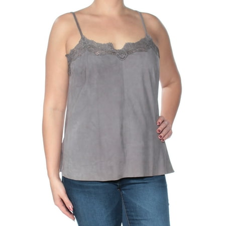 Ralph Lauren Mock Neck - RALPH LAUREN Womens Gray Spaghetti Strap Scoop Neck Top Size: 12