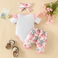 thumbnail image 4 of Coming Home Outfit Girl Boys Girls Short Sleeve Cartoon Prints Romper Bodysuit Shorts Outfits Clothes Girls White 3 Months-6 Months, 4 of 7