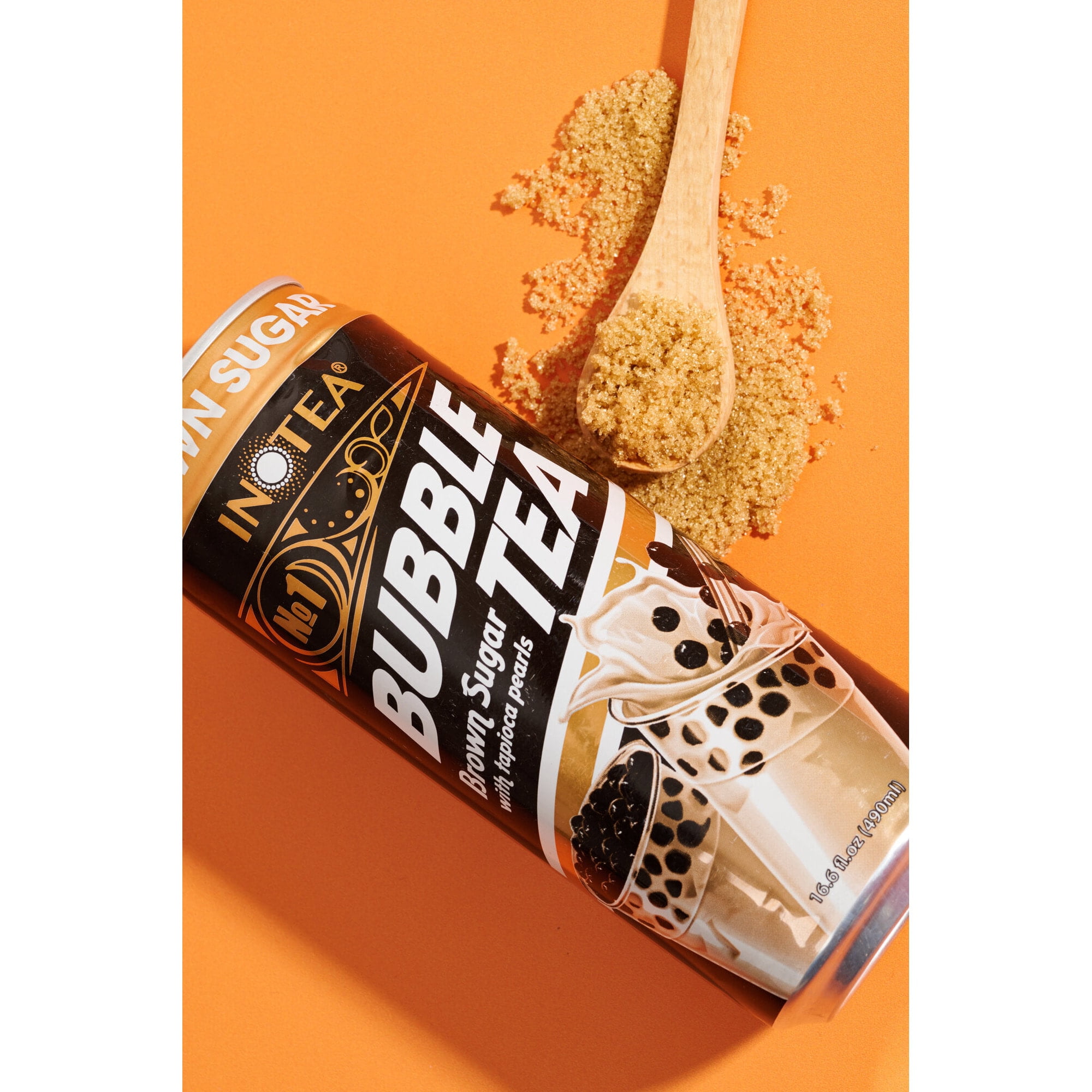 (4 pack) Inotea Taiwanese Brown Sugar Boba Tea Drink, Shelf-Stable, 16.6 oz Can