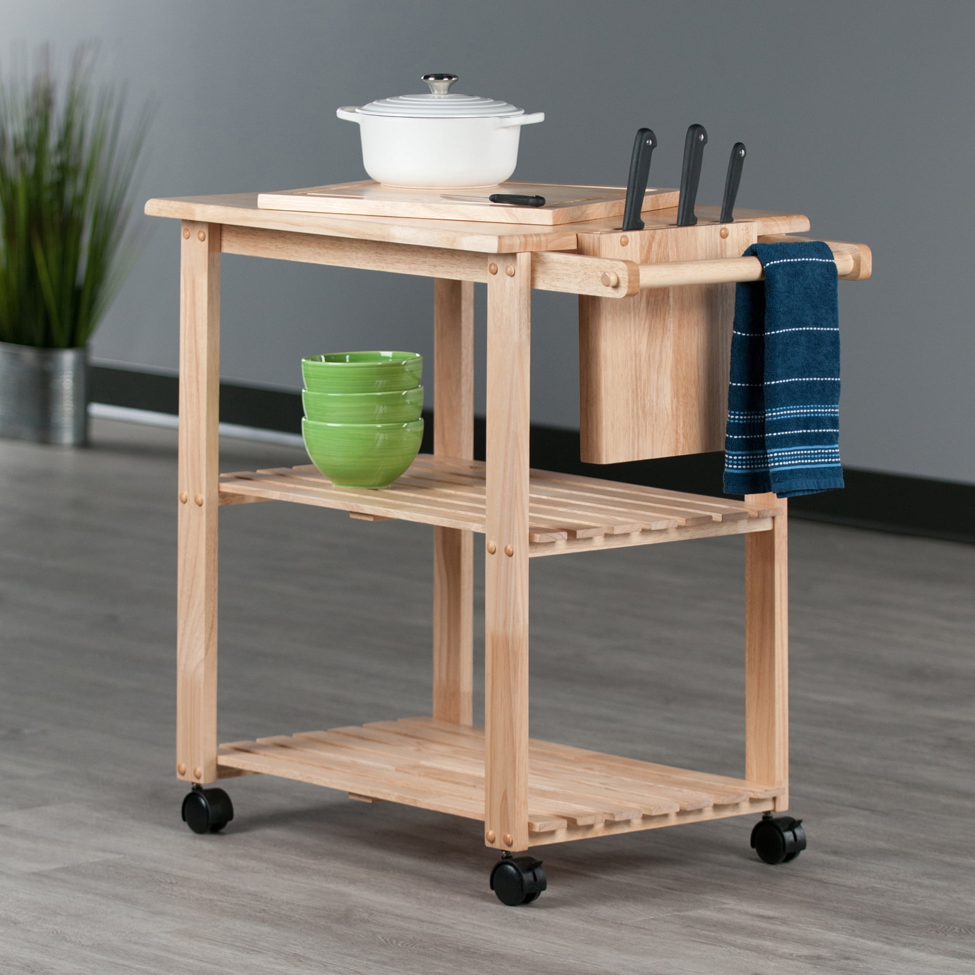 Professional Chef's Workstation All Natural Wood Rolling Cart Butcher –  Kitchen Furniture Company