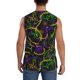 thumbnail image 4 of Balery Neon Mardi Gras Camisetas sin mangas para hombre, absorbe la humedad y protege contra el mal olor.-Small, 4 of 7