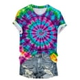 thumbnail image 4 of VBTAPA Womens Short Sleeve T-shirts Tie Dye Graphic Tees Summer Casual Workout Round Neck Tee Tops on Clearance Multicolor L, 4 of 5