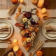 thumbnail image 5 of WWC Fall Teardrop Wreath, Artificial Maple Leaf Bow Door Hanging with Pumpkins and Berries, Autumn Thanksgiving Decor for Front Door and Wall, 5 of 7