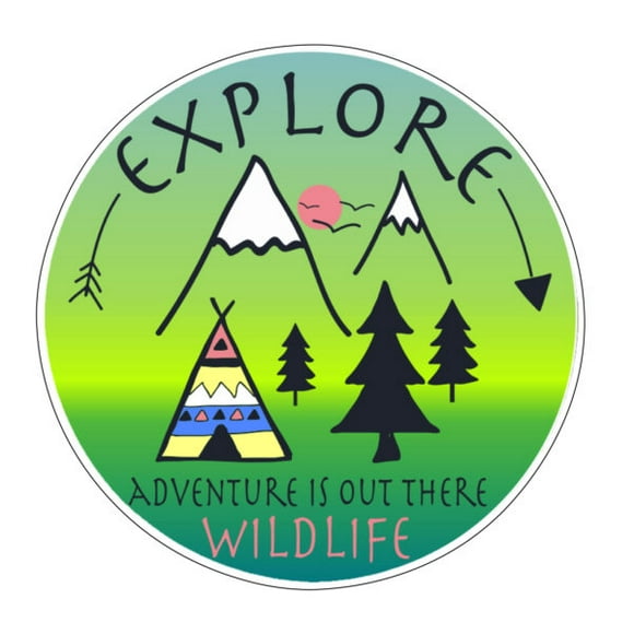 9" Happy Camper Explore Adventure Vinyl Sticker