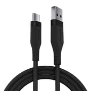 Powertek Premium Braided USB-A to USB-C Cable 6ft Black, Fast Charging Type-C Cable Tested for 50,000 Bends for iPhone 15 and Newer, Galaxy, Tablets & USB-C Devices
