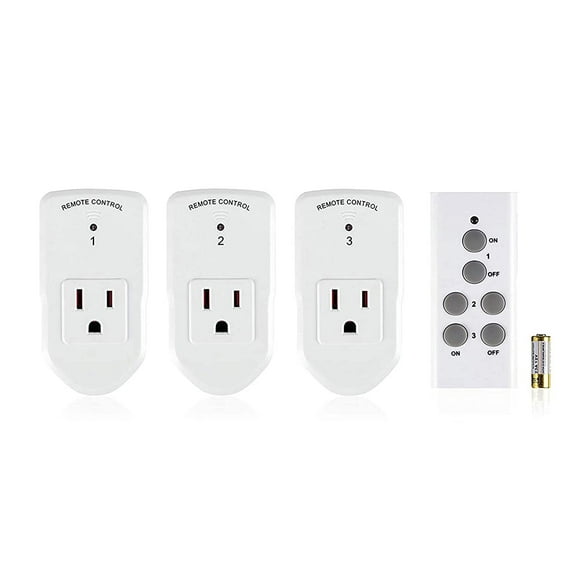 shiyou-Wireless Remote Control Electrical Outlet Switch for Lights, Fans, Christmas Lights, Small Appliance, Long Range White (Learning Code, 3Rx-1Tx) 1200W/10A