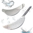 thumbnail image 1 of Stainless Steel Pan Strainer With Handle, 2pcs Stainless Steel Pasta Strainer, Easy Draining, Durable, 1 of 5