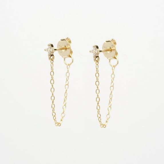 Aggie CZ Chain Stud Earrings