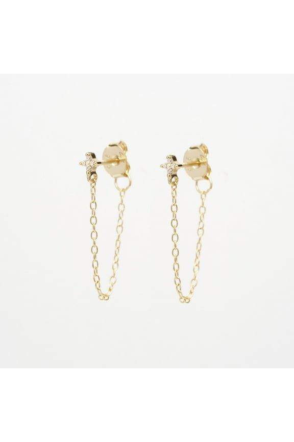 Aggie CZ Chain Stud Earrings