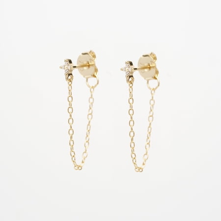 Aggie CZ Chain Stud Earrings