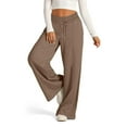 thumbnail image 4 of Wide Leg Sweatpants Women Baggy Cotton Joggers with Pockets Petite Low Rise Palazzo Track Pant Loose Fit Trousers Brown S, 4 of 5