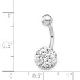 thumbnail image 2 of 10k White Gold With10mm Crystal Ball Belly Button Rings Screw Navel Bars Body Piercing Naval, 2 of 6