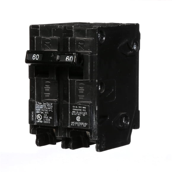 Disyuntor Siemens Q260 60A de doble polo tipo QP negro