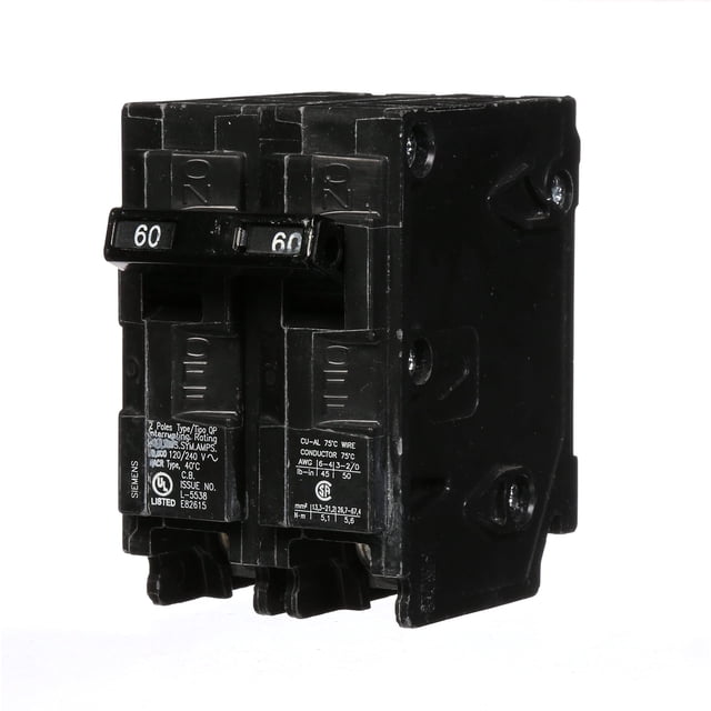 Disyuntor Siemens Q260 60A de doble polo tipo QP negro